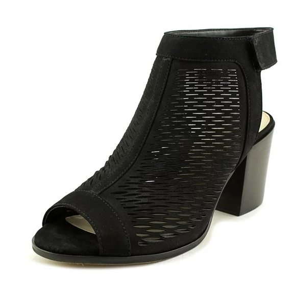 Vince Camuto Lavette Perforated Black Peep Toe Bootie Sandal Size 5 - Picture 1 of 4